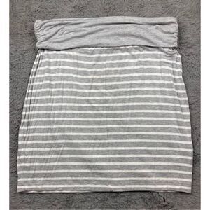 Gap fold over waist white and grey striped skirt